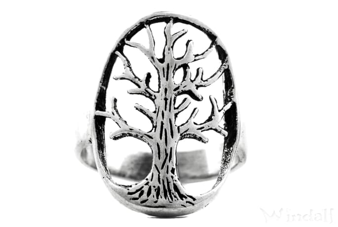 WINDALF Celtic Baum Ring YGGDRASIL 22 Mm Weltenbaum Baum Des Lebens