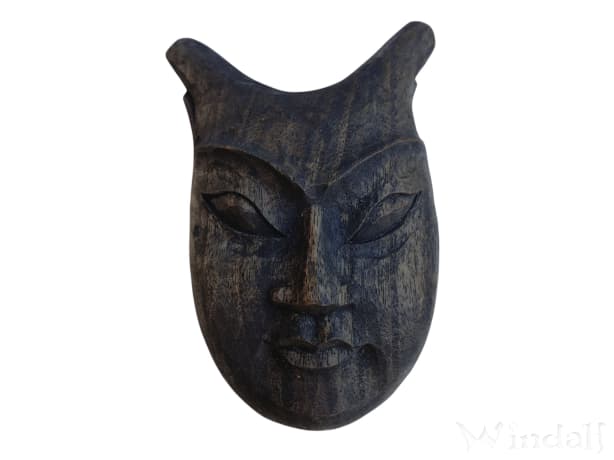 WINDALF Holzmaske Wandbild CERNUNNOS 15 cm Wikinger Deko Handarbeit aus Holz - Windalf.de