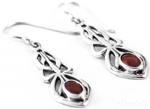 WINDALF Damen Schmuck Ohrringe AINE 2.9 cm Celtic Roter Granat Silber - Windalf.de