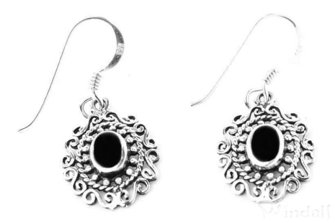 WINDALF Damen Ohrhänger SINA 2,9 cm Black Onyx Gothic Schmuck Silber - Windalf.de