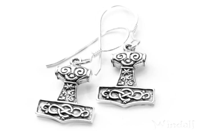 WINDALF Vikings Ohrschmuck MJÖLNIR 1.6 cm Thorshammer Ohrhänger Silber - Windalf.de