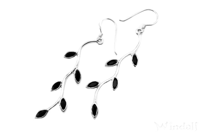 WINDALF Lange Damen Ohrhänger FAIRY DREAM 5.6 cm Schwarzer Kristall Silber - Windalf.de