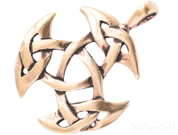 WINDALF Schmuck Anhänger ARWAIN 3.9 cm Offene Dreifalt  Bronze - Windalf.de