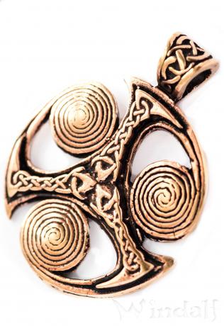 WINDALF Schmuck Anhänger THAON 4.4 cm Celtic Triskel Bronze - Windalf.de