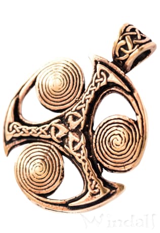 WINDALF Schmuck Anh&auml;nger THAON 4.4 cm Celtic Triskel Bronze - Windalf.de