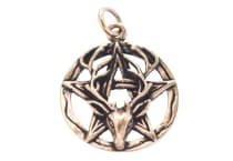 WINDALF Kelten Schmuck Anhänger CERNUNNOS Ø 2.5 cm Hirsch Pentagramm Bronze - Windalf.de