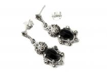 WINDALF Mittelalter Damen Ohrschmuck NASANA 3 cm Onyx Silber WINDALF Mittelalter Damen Ohrschmuck NASANA 3 cm Onyx Silber - Windalf.de