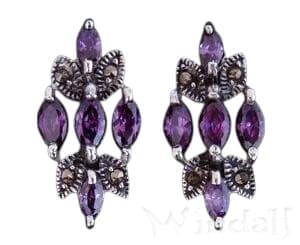 WINDALF Bohemia Ohrringe AKIRA 2.1 cm Crystals Amethyst Kristall Silber - Windalf.de