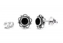 WINDALF Vintage Ohrstecker SIANA Ø 7 mm Onyx Bohemia Ohrringe Silber WINDALF Vintage Ohrstecker SIANA Ø 7 mm Onyx Bohemia Ohrringe Silber - Windalf.de
