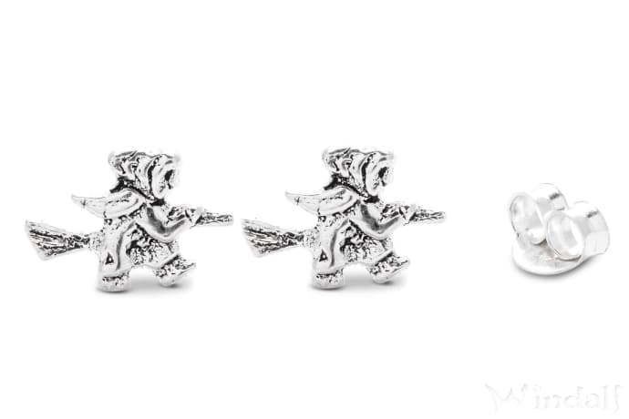WINDALF Glücks Ohrstecker ZULI 9 mm Kleine Hexen Hexenschmuck Vintage Silber - Windalf.de