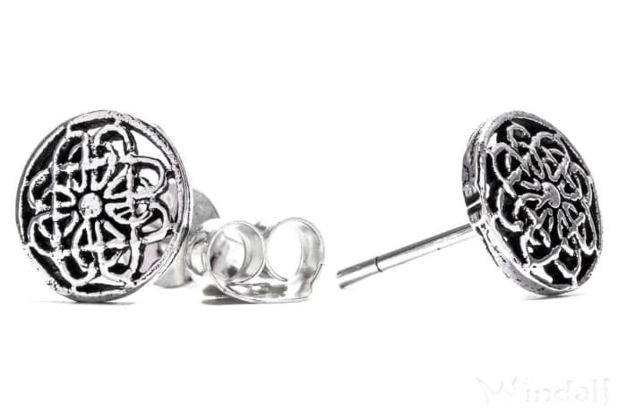 WINDALF Celtic Fairy Ohrstecker FALKA Ø 8 mm Keltische Blume des Lebens Silber - Windalf.de