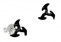 WINDALF Schwarze Gothic Ohrstecker LAZAR 7 mm Celtic Triskele Vintage Silber - Windalf.de