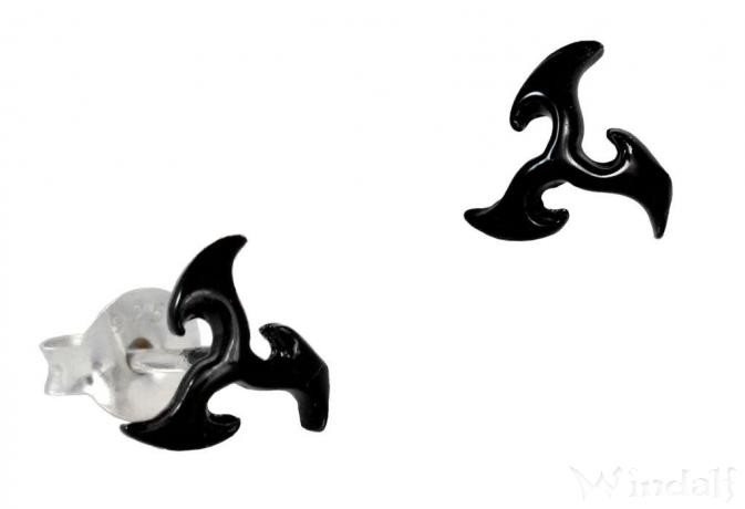 WINDALF Schwarze Gothic Ohrstecker LAZAR 7 mm Celtic Triskele Vintage Silber - Windalf.de