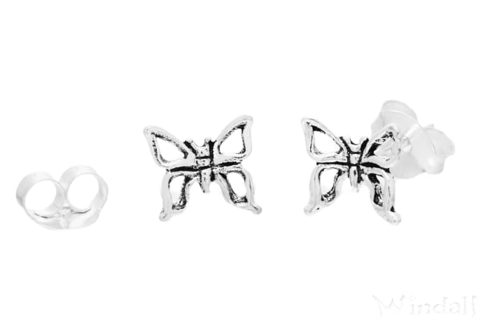 WINDALF Irish Fairy Ohrstecker SHEELA  6 mm Steam Punk Schmetterlinge Silber - Windalf.de