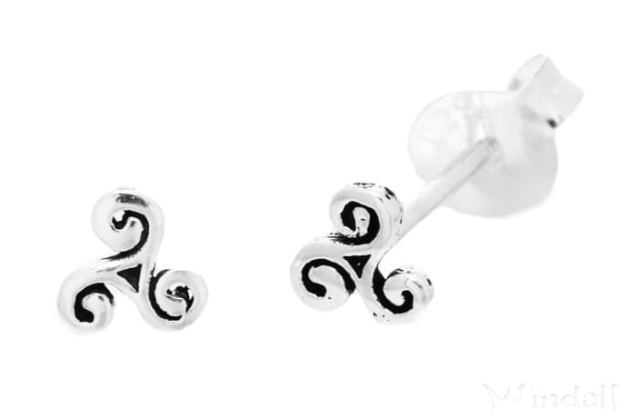 WINDALF Celtic Gl&uuml;cks Ohrstecker IKANA 4 mm Nasenschmuck Keltische Triskele Silber - Windalf.de