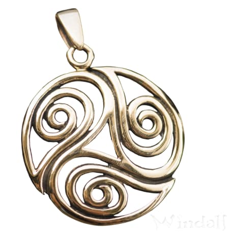 WINDALF Schmuck Anhänger REYA Ø 4.1 cm Keltische Triskele Bronze - Windalf.de