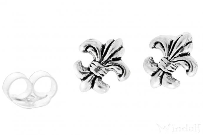 WINDALF Mittelalter Ohrstecker FLEUR DE LIS 7 mm Königliche Schwertlilie Silber - Windalf.de