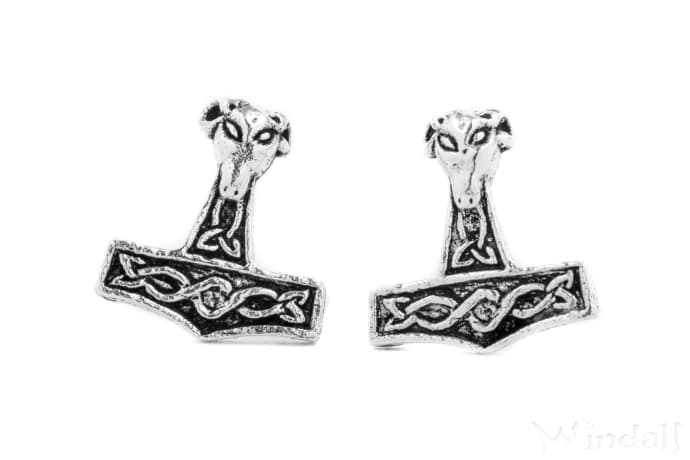 WINDALF Vikings Ohrstecker MJÖLNAR 9 mm Widder Thorshammer Vintage Silber - Windalf.de