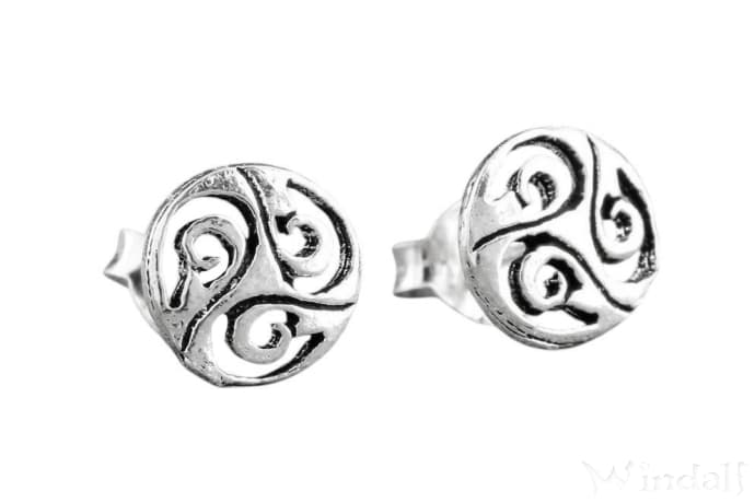 WINDALF Celtic Ohrstecker NUADA Ø 7 mm Keltische Triskele Silber - Windalf.de