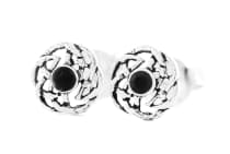 WINDALF Zarte Ohrstecker ISIRA &Oslash; 6 mm Celtic Ohrschmuck Schwarze Steine Silber - Windalf.de