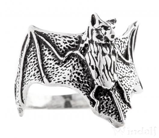 WINDALF Gothic Ring TARYN 20 mm Fledermaus Statementring Silber - Windalf.de