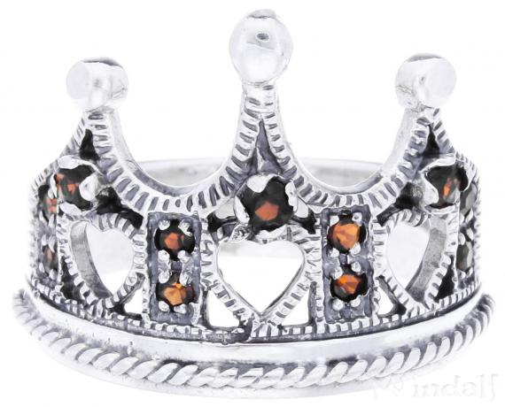 WINDALF Damen Statementring ANDRIA 16 mm Kronenring Rote SteineSilber - Windalf.de