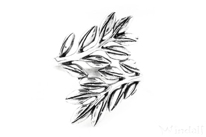 WINDALF Damen Blätter-Ring SJANA 25 mm Yggdrasil Baum des Lebens Silber - Windalf.de