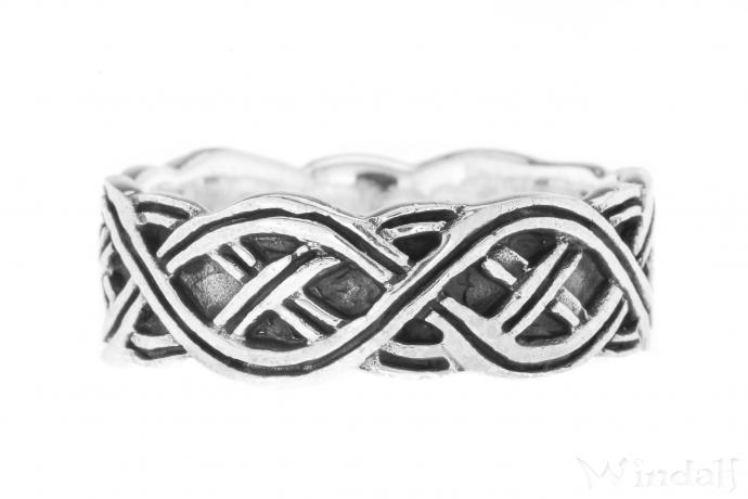 WINDALF Wikinger Bandring Ring ARVIKA 8 mm Vikings Knotenmuster Freundschaftsring Silber - Windalf.de