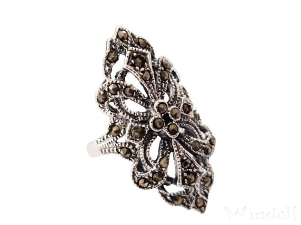 WINDALF Langer Damen Ring ALCINA 33 mm Markasit Schmuck Silber - Windalf.de