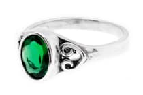 WINDALF Damen Ring TARA 8 mm Gr&uuml;ner Smaragd Zirkonia Kristall Silber - Windalf.de