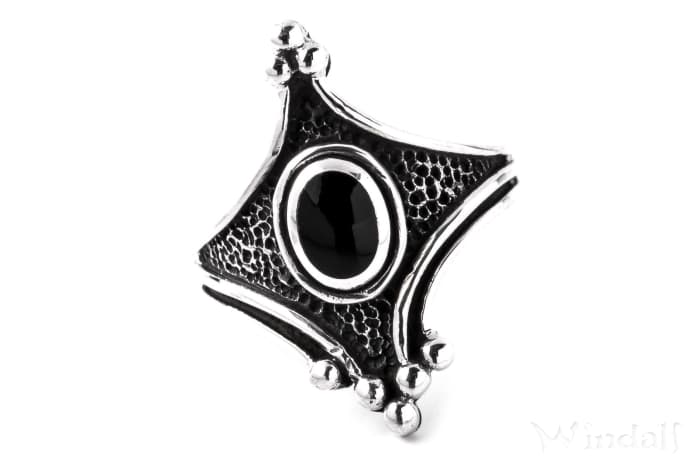 WINDALF Damen Onyx Ring ARIYA 2.1 cm Dunkler Gothic Ring Silber - Windalf.de