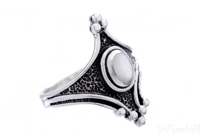 WINDALF Damen Bohemia Ring ARIYA 20 mm Weißer Perlmutt Silber - Windalf.de