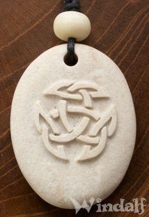 WINDALF Schmuck Anhänger ARWAIN 3,5 cm  Keltischer Knoten Weißer Stein - Windalf.de