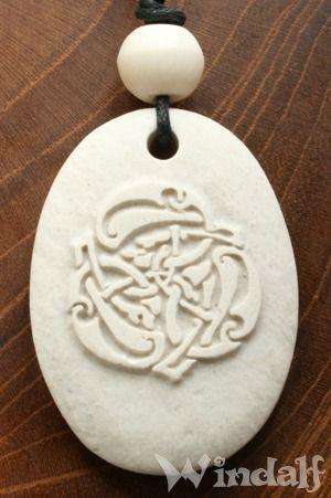 WINDALF Schmuck Anhänger DRACONIA 3 Keltische Drachen weißer Stein - Windalf.de
