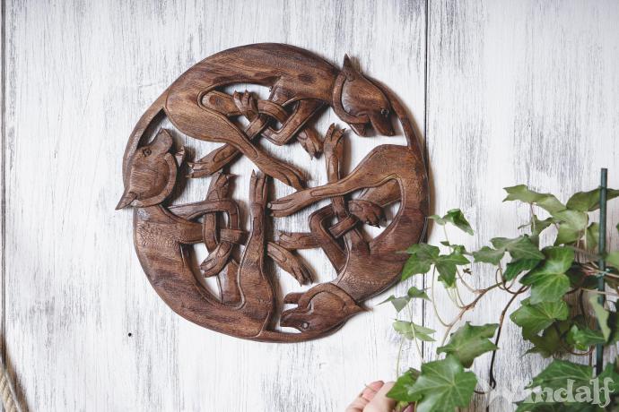 WINDALF Große Keltische Deko WILDE JAGD Ø 29 cm Nordisches Wandreleif