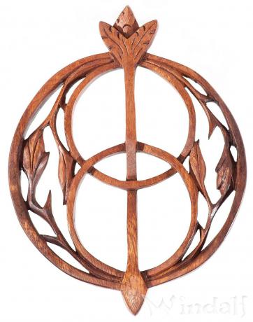 WINDALF Celtic Wandornament AVALON 39 cm Glücksbringer Wandbild Gralssuche Handarbeit Holz - Windalf.de