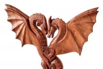 WINDALF Wandrelief SEPTIRA 40 cm Zwei Schutz Drachen Holzbild Wanddeko Handarbeit aus Holz - Windalf.de