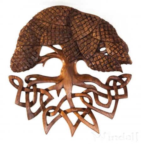 WINDALF Weltenesche YGGDRASIL 33 cm Lebens-Baum Celtic Art Wandrelief Handarbeit Holz - Windalf.de