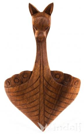 Von Meisterhand geschnitzt! Garderobe Wikingerboot aus Holz 