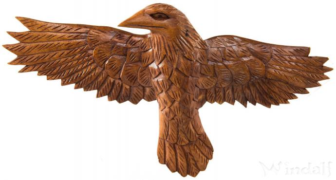 WINDALF Vikings Wandbild HUGIN 27 cm Rabe Links schauend Handarbeit aus Holz - Windalf.de