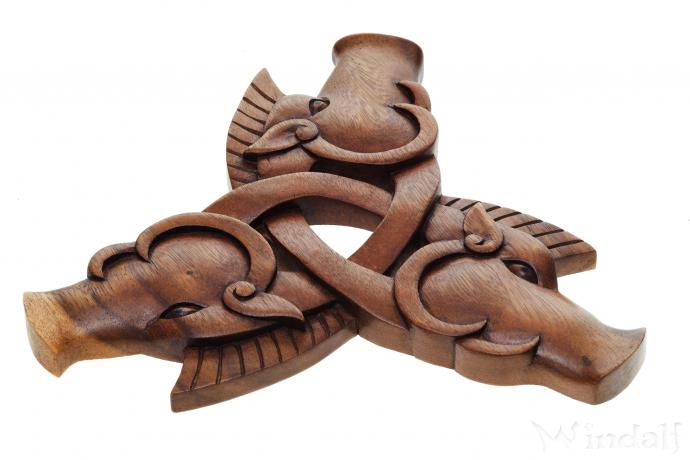 WINDALF Wikinger Wandrelief THUNDER 3 Krieger Wildschweine Handarbeit Holz - Windalf.de