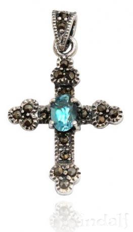 WINDALF Schmuck Anhänger LARA 3.2 cm Kleines Kreuz Aquamarin Kristall Silber WINDALF Schmuck Anhänger LARA 3.2 cm Kleines Kreuz Aquamarin Kristall Silber - Windalf.de