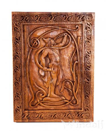 WINDALF Wandbild HEIMDALL 41 cm Wächter der Regenbogenbrücke Handarbeit Holz - Windalf.de