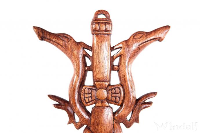 WINDALF Wikinger Holzbild DRACHENSCHWERT 35 cm Deko für Wikingerzelte