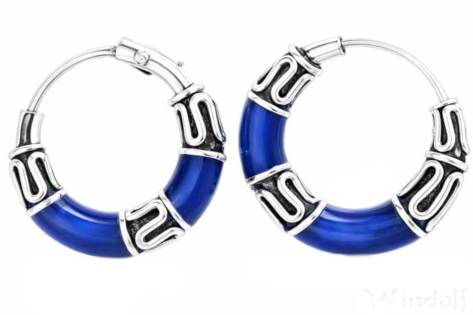 WINDALF Kleine Boho Creolen SKY BLUE &Oslash; 11 mm Ohrringe & Nasenschmuck Handarbeit Silber - Windalf.de