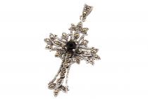 WINDALF Schmuck Anhänger Gothic Kreuz ACANTHA 4.5 cm Kreuz mit schwarzem Stein Silber WINDALF Schmuck Anhänger Gothic Kreuz ACANTHA 4.5 cm Kreuz mit schwarzem Stein Silber - Windalf.de