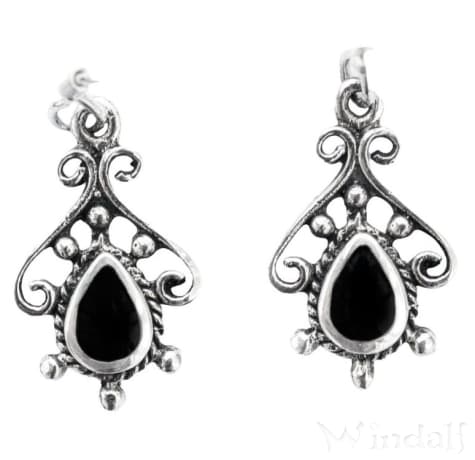 WINDALF Damen Ohrringe MACY 2,8 cm Mittelalter Ornamentik Onyx Schmuck Silber - Windalf.de