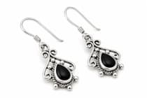 WINDALF Damen Ohrringe MACY 2,8 cm Mittelalter Ornamentik Onyx Schmuck Silber - Windalf.de