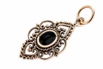 WINDALF Schmuck Anh&auml;nger SVANA 2.8 cm Mittelalter Onyx Bronze - Windalf.de