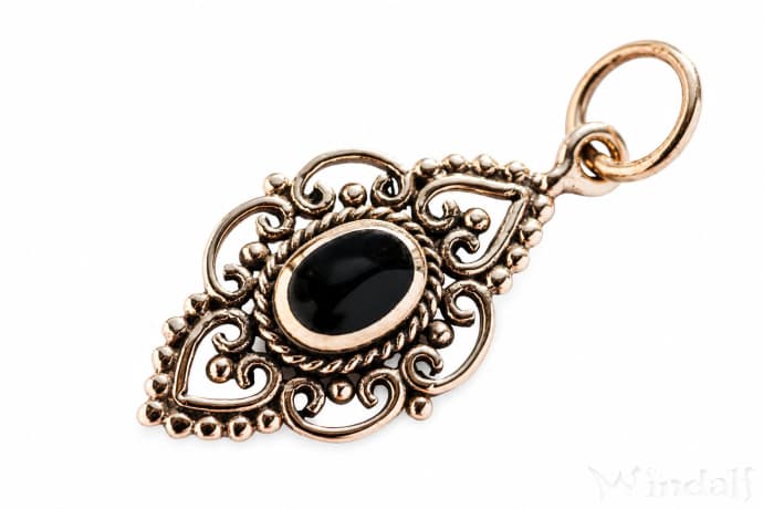 WINDALF Schmuck Anh&auml;nger SVANA 2.8 cm Mittelalter Onyx Bronze - Windalf.de
